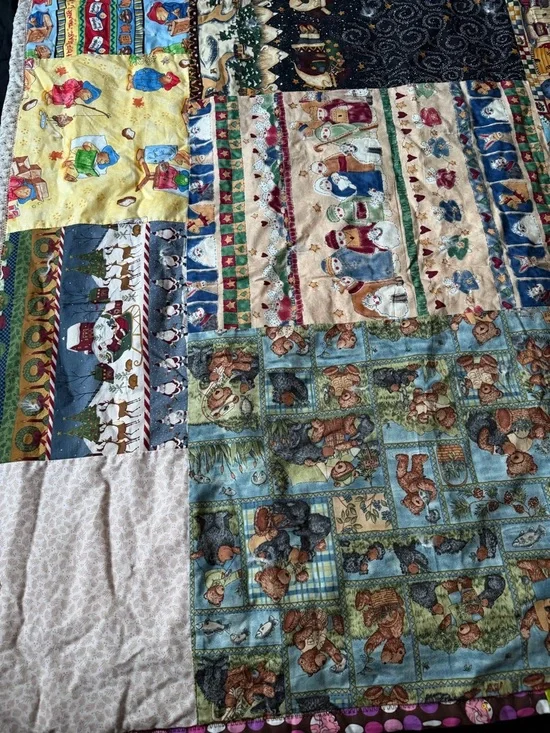 Adorable Patchwork Quilted Throw Blanket w/ Care Bear, Paddington Bear - Picture 12 of 15